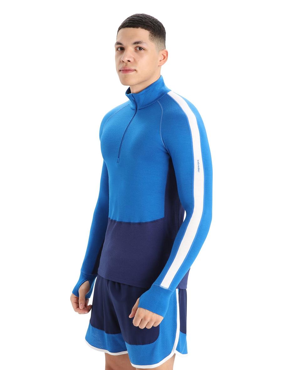 Base Layers Icebreaker 260 ZoneKnit™ Merino Long Sleeve Half Zip Homme Bleu Royal Bleu Marine | FR 1324KORI